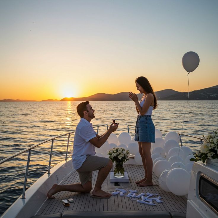 Sunset proposal on yacht